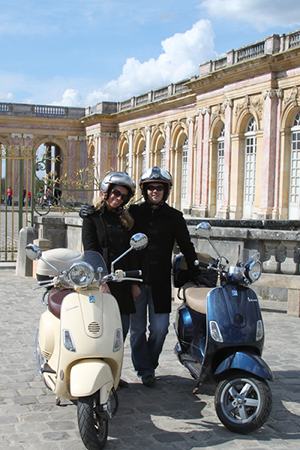 Pictures of Versailles grand trianon by vespa scooter.